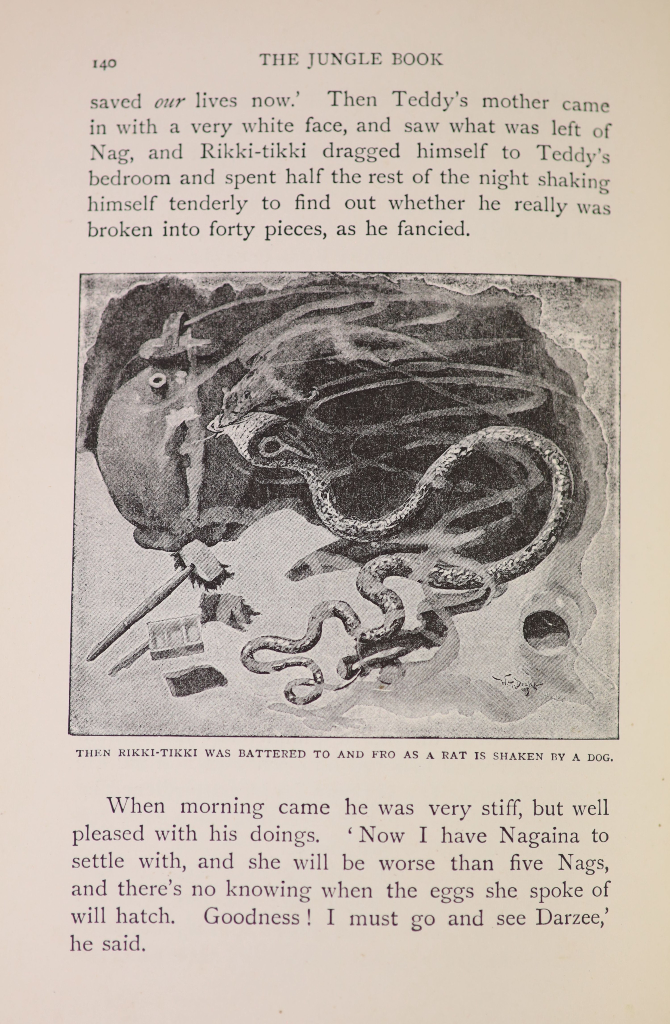 Kipling, Rudyard - The Jungle Book. With: The Second Jungle Book, 2 vols, (Jungle Book 1st edition, 3rd printing, The Second Jungle Book, 1st edition, 2nd printing) 8vo, original cloth, Macmillan & Co; London, 1895